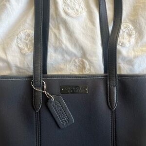 Vintage Coach Black Leather Tote Bag